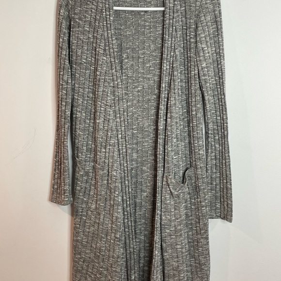 JM Fleurette Sweater Casual Open Front Draped Cardigan Gray Lightweight Size S - Picture 5 of 5